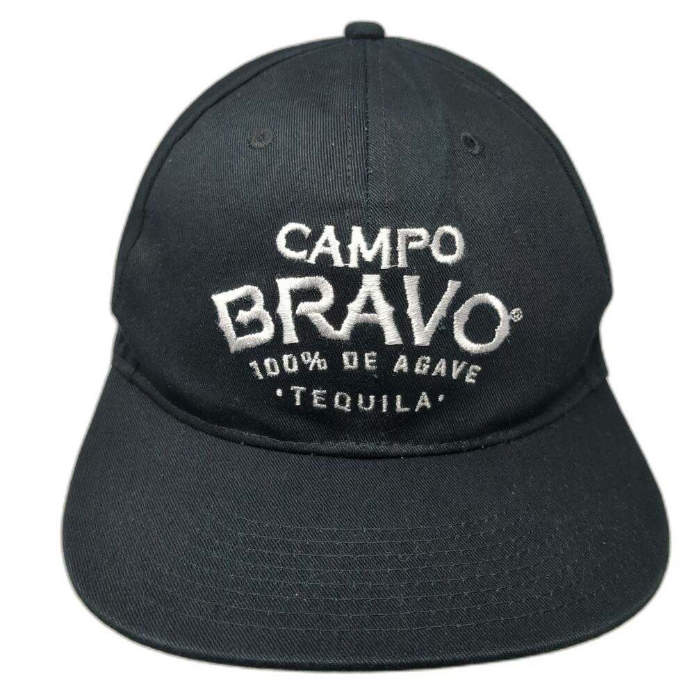 Hit Snapback Black One Size Hat Campo Bravo Tequila 100% De Agave Cotton Logo